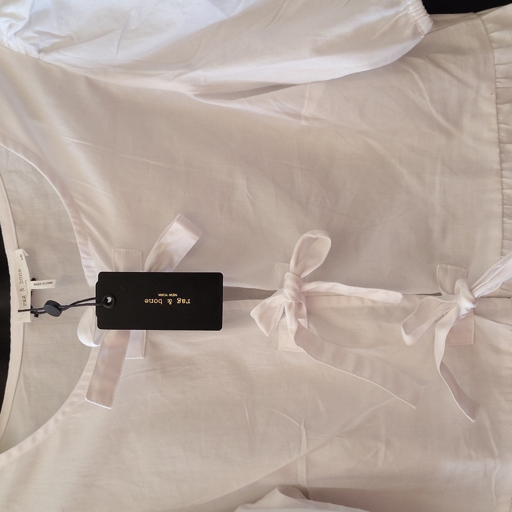 Rag & Bone front Tie Peplum Top. White. Size L Juniors - Picture 2 of 7